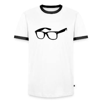 Brille - Männer Kontrast-T-Shirt - Weiß/Schwarz - Vorne - AI Model Female 172 light (172cm) & AI Model Male 178 dark (178cm)