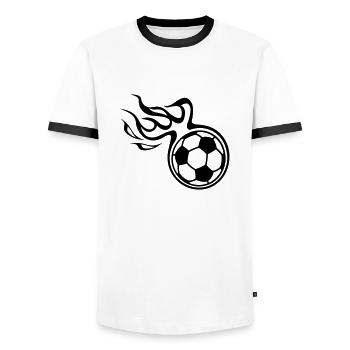Football - Men's Ringer Shirt - white/black - Front - AI Model Female 172 light (172cm) & AI Model Male 178 dark (178cm)