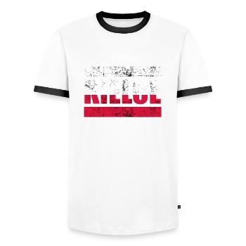 Kielce Polska Cadeau Pologne - T-shirt contrasté Homme - blanc/noir - Devant - AI Model Female 172 light (172cm) & AI Model Male 178 dark (178cm)