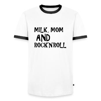 Milk, Mom and Rock 'N' Roll - T-shirt contrasté Homme - blanc/noir - Devant - AI Model Female 172 light (172cm) & AI Model Male 178 dark (178cm)