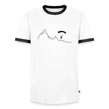 Paragliding extreme sport paraglider - Men's Ringer Shirt - white/black - Front - AI Model Female 172 light (172cm) & AI Model Male 178 dark (178cm)