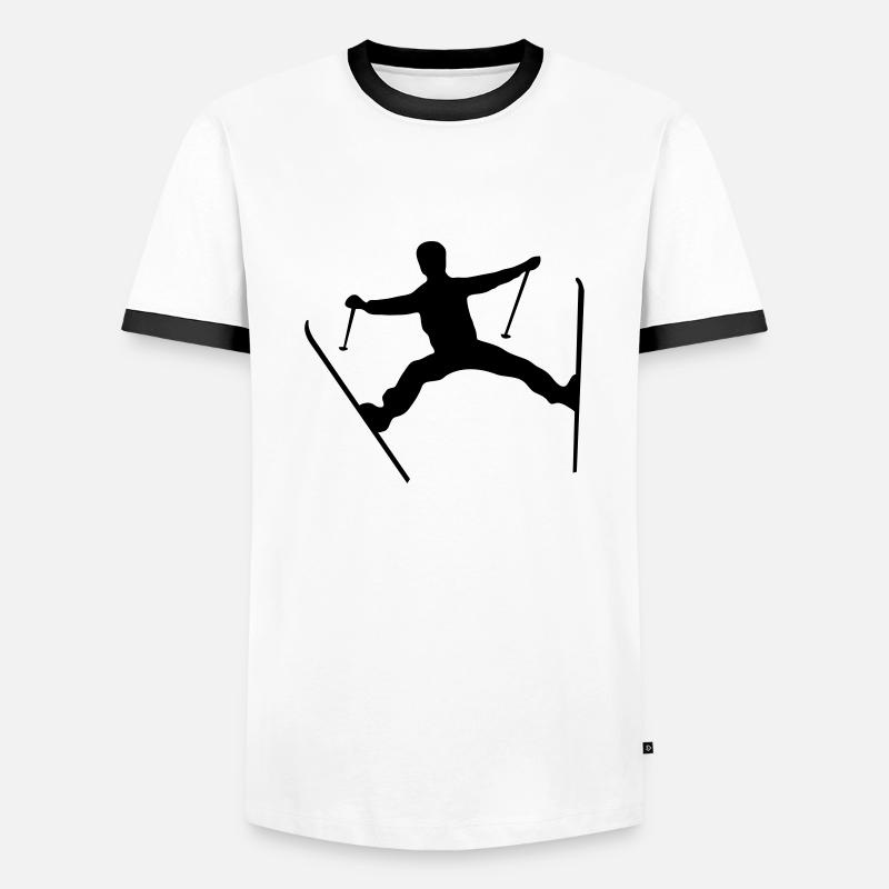 Skier crash - Männer Kontrast-T-Shirt - Weiß/Schwarz