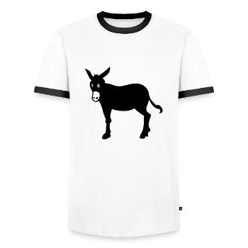 Katalanischer Esel, Symbol von Katalonien Barcelon - Männer Kontrast-T-Shirt - Weiß/Schwarz - Vorne - AI Model Female 172 light (172cm) & AI Model Male 178 dark (178cm)