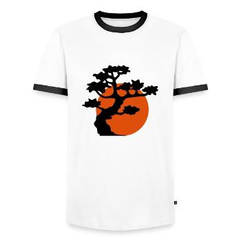 sonne abend mond nacht baum dekoration cool gaertn - Männer Kontrast-T-Shirt - Weiß/Schwarz - Vorne - AI Model Female 172 light (172cm) & AI Model Male 178 dark (178cm)