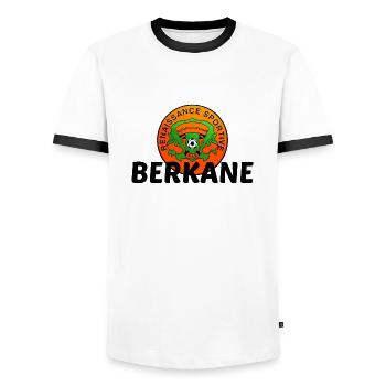 BERKANE - Men's Ringer Shirt - white/black - Front - AI Model Female 172 light (172cm) & AI Model Male 178 dark (178cm)
