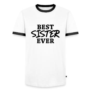 Best Sister ever - Men's Ringer Shirt - white/black - Front - AI Model Female 172 light (172cm) & AI Model Male 178 dark (178cm)