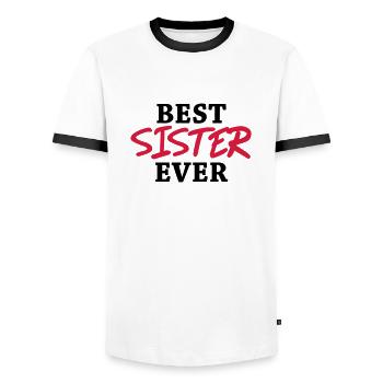 Best Sister ever - Men's Ringer Shirt - white/black - Front - AI Model Female 172 light (172cm) & AI Model Male 178 dark (178cm)