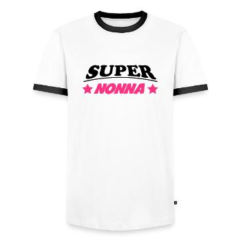 Super nonna - Men's Ringer Shirt - white/black - Front - AI Model Female 172 light (172cm) & AI Model Male 178 dark (178cm)