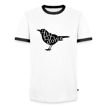 Hupfdohle - Männer Kontrast-T-Shirt - Weiß/Schwarz - Vorne - AI Model Female 172 light (172cm) & AI Model Male 178 dark (178cm)