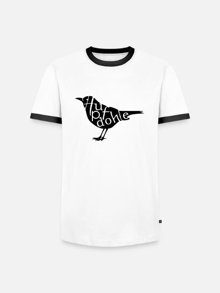 Hupfdohle - Männer Kontrast-T-Shirt - Weiß/Schwarz