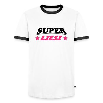 Super liesi - Men's Ringer Shirt - white/black - Front - AI Model Female 172 light (172cm) & AI Model Male 178 dark (178cm)