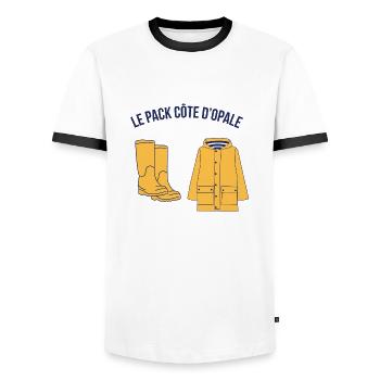 PACK COTE D OPALE - T-shirt contrasté Homme - blanc/noir - Devant - AI Model Female 172 light (172cm) & AI Model Male 178 dark (178cm)
