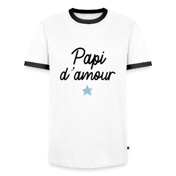 papi d amour e toile - T-shirt contrasté Homme - blanc/noir - Devant - AI Model Female 172 light (172cm) & AI Model Male 178 dark (178cm)