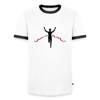 Jogger Ziel - Männer Kontrast-T-Shirt - Weiß/Schwarz - Vorne - AI Model Female 172 light (172cm) & AI Model Male 178 dark (178cm)