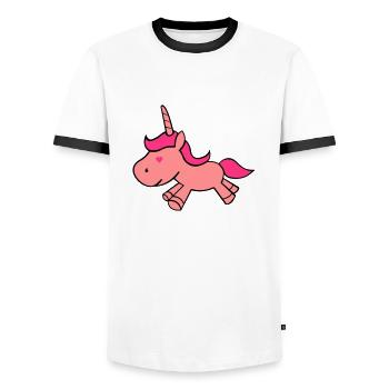 unicorn_in_love - T-shirt contrasté Homme - blanc/noir - Devant - AI Model Female 172 light (172cm) & AI Model Male 178 dark (178cm)