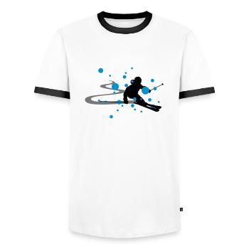Winter - Skifahrer - Männer Kontrast-T-Shirt - Weiß/Schwarz - Vorne - AI Model Female 172 light (172cm) & AI Model Male 178 dark (178cm)