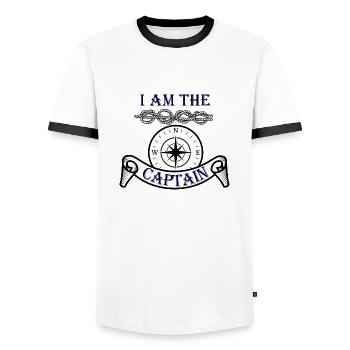 capitaine - T-shirt contrasté Homme - blanc/noir - Devant - AI Model Female 172 light (172cm) & AI Model Male 178 dark (178cm)