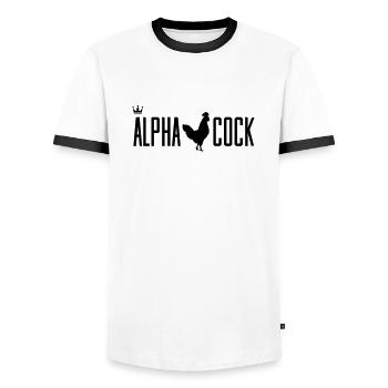 hahn alpha cock - Men's Ringer Shirt - white/black - Front - AI Model Female 172 light (172cm) & AI Model Male 178 dark (178cm)