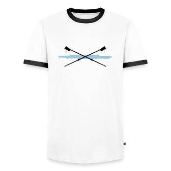 Rowing, Aviron - T-shirt contrasté Homme - blanc/noir - Devant - AI Model Female 172 light (172cm) & AI Model Male 178 dark (178cm)