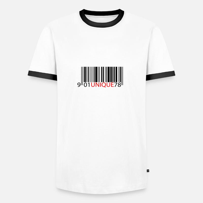 Einzigartiger roter Text-Barcode - Männer Kontrast-T-Shirt - Weiß/Schwarz
