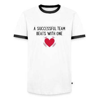 team - Men's Ringer Shirt - white/black - Front - AI Model Female 172 light (172cm) & AI Model Male 178 dark (178cm)
