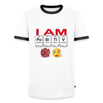 Je suis positif - T-shirt contrasté Homme - blanc/noir - Devant - AI Model Female 172 light (172cm) & AI Model Male 178 dark (178cm)