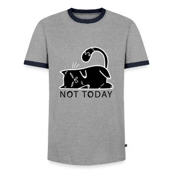 Cat Not Today No Cat Mom Lazy NO Middle Finger - T-shirt contrasté Homme - gris/marine  - Devant - AI Model Female 172 light (172cm) & AI Model Male 178 light (178cm)
