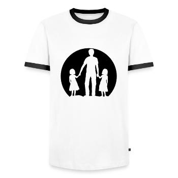 Logo father daughters - Men's Ringer Shirt - white/black - Front - AI Model Female 172 light (172cm) & AI Model Male 178 dark (178cm)