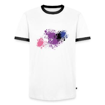 Genderfluid Pride blobs - Men's Ringer Shirt - white/black - Front - AI Model Female 172 light (172cm) & AI Model Male 178 dark (178cm)