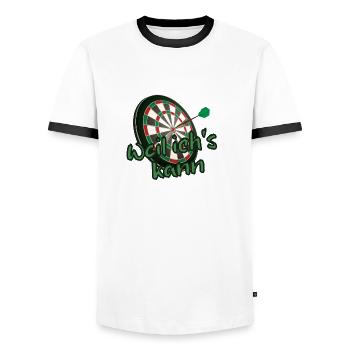Dartscheibe Weil ich's kann - Dartsport Bullseye - Männer Kontrast-T-Shirt - Weiß/Schwarz - Vorne - AI Model Female 172 light (172cm) & AI Model Male 178 dark (178cm)