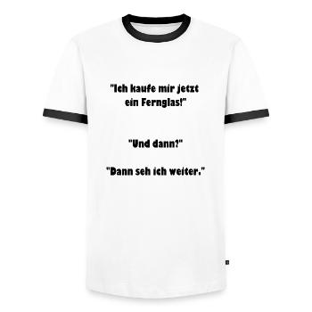 Fernglas, cooler Spruch, Geschenkidee - Männer Kontrast-T-Shirt - Weiß/Schwarz - Vorne - AI Model Female 172 light (172cm) & AI Model Male 178 dark (178cm)