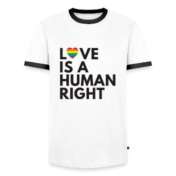Regenbogen, LGBT, Rainbow, Gay Pride, Love, Pride - Männer Kontrast-T-Shirt - Weiß/Schwarz - Vorne - AI Model Female 172 light (172cm) & AI Model Male 178 dark (178cm)
