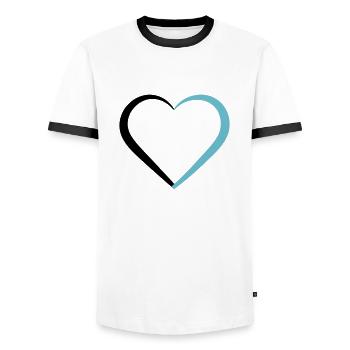 coeur - T-shirt contrasté Homme - blanc/noir - Devant - AI Model Female 172 light (172cm) & AI Model Male 178 dark (178cm)