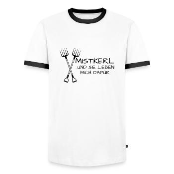 Mistkerl Landleben Landwirt Geschenk - Männer Kontrast-T-Shirt - Weiß/Schwarz - Vorne - AI Model Female 172 light (172cm) & AI Model Male 178 dark (178cm)