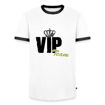 vip team - Männer Kontrast-T-Shirt - Weiß/Schwarz - Vorne - AI Model Female 172 light (172cm) & AI Model Male 178 dark (178cm)