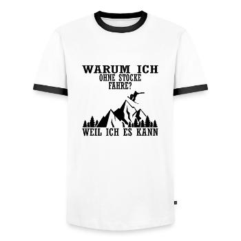 Snowboard Snowboarder - Männer Kontrast-T-Shirt - Weiß/Schwarz - Vorne - AI Model Female 172 light (172cm) & AI Model Male 178 dark (178cm)