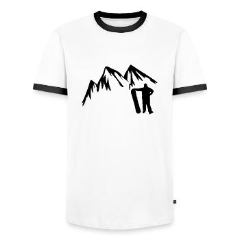 Snowboard Snowboarder - T-shirt contrasté Homme - blanc/noir - Devant - AI Model Female 172 light (172cm) & AI Model Male 178 dark (178cm)