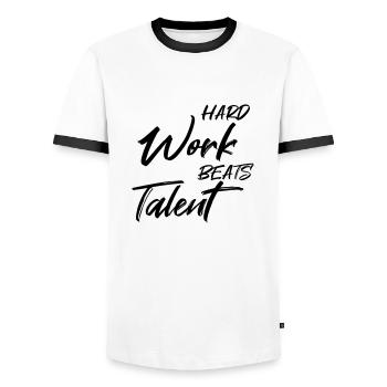 Le travail acharné bat le talent - T-shirt contrasté Homme - blanc/noir - Devant - AI Model Female 172 light (172cm) & AI Model Male 178 dark (178cm)