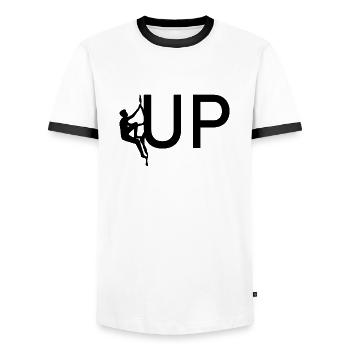 Bouldern Klettern Climbing - Männer Kontrast-T-Shirt - Weiß/Schwarz - Vorne - AI Model Female 172 light (172cm) & AI Model Male 178 dark (178cm)