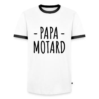 Papa motard cadeau motard, fête des pères, moto - T-shirt contrasté Homme - blanc/noir - Devant - AI Model Female 172 light (172cm) & AI Model Male 178 dark (178cm)