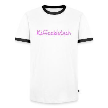 Kaffeeklatsch - Männer Kontrast-T-Shirt - Weiß/Schwarz - Vorne - AI Model Female 172 light (172cm) & AI Model Male 178 dark (178cm)