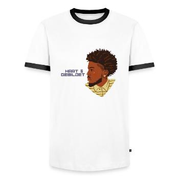 schwarz stolz design hart + gebildet Mann Afro - Männer Kontrast-T-Shirt - Weiß/Schwarz - Vorne - AI Model Female 172 light (172cm) & AI Model Male 178 dark (178cm)