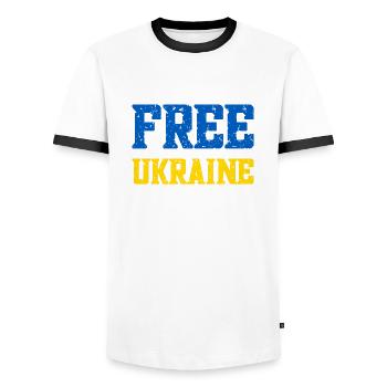 Ukraine libre - T-shirt contrasté Homme - blanc/noir - Devant - AI Model Female 172 light (172cm) & AI Model Male 178 dark (178cm)