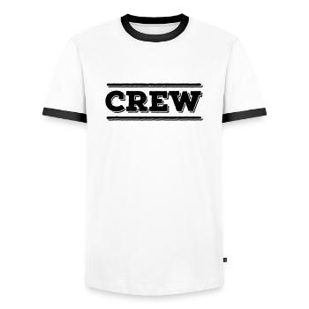 CREW Member Team Staff Group Team Colleague - Men's Ringer Shirt - white/black - Front - AI Model Female 172 light (172cm) & AI Model Male 178 dark (178cm)