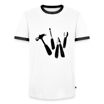 Outil Marteau Pince Clé Clé - T-shirt contrasté Homme - blanc/noir - Devant - AI Model Female 172 light (172cm) & AI Model Male 178 dark (178cm)