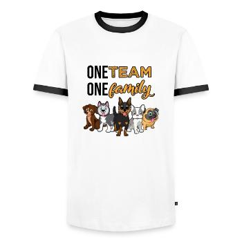 team familie hund bachelorette party schildmaid - Männer Kontrast-T-Shirt - Weiß/Schwarz - Vorne - AI Model Female 172 light (172cm) & AI Model Male 178 dark (178cm)