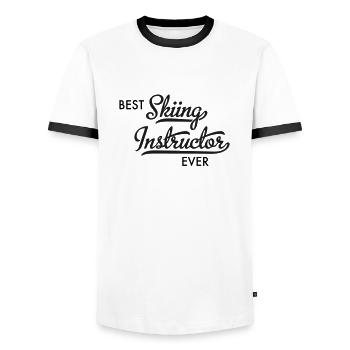 Moniteur de ski - T-shirt contrasté Homme - blanc/noir - Devant - AI Model Female 172 light (172cm) & AI Model Male 178 dark (178cm)