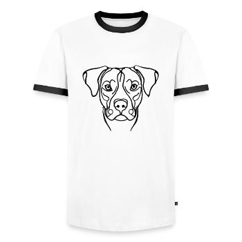 Dog Face Line Art Gift Idea - Men's Ringer Shirt - white/black - Front - AI Model Female 172 light (172cm) & AI Model Male 178 dark (178cm)