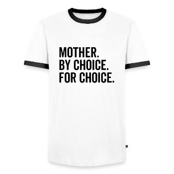 Mother By Choice For Choice - Men's Ringer Shirt - white/black - Front - AI Model Female 172 light (172cm) & AI Model Male 178 dark (178cm)