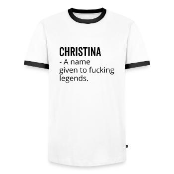 Christina un nom donné à Fucking Legends - T-shirt contrasté Homme - blanc/noir - Devant - AI Model Female 172 light (172cm) & AI Model Male 178 dark (178cm)